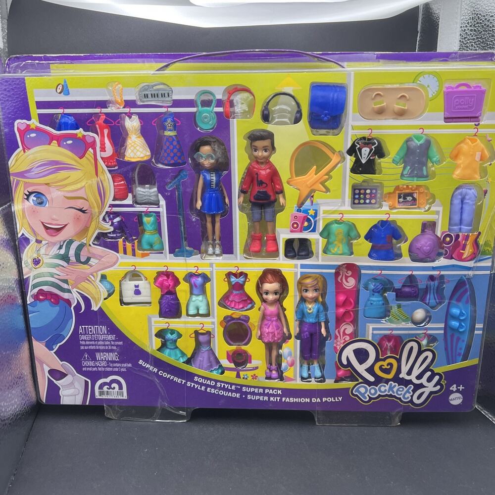Polly Pocket Squad Style Super Pack GFR11 4 Dolls w/40+ Pieces Mattel NEW OPEN